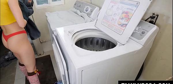 Father bangs Daughter while shes doing laundry